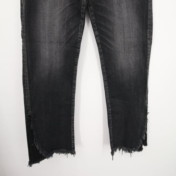 Moussy Jeans Black Alhambra Flare Distressed High Rise Faded Leather Size 30 - Picture 5 of 16